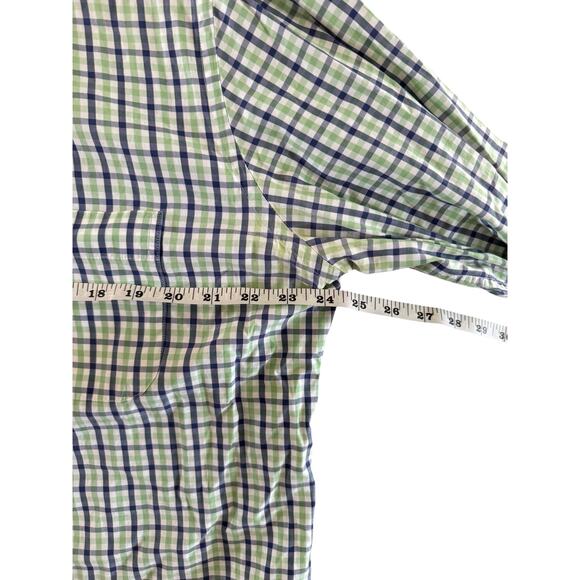 Kevin’s Peter Millar Plaid Button Down Shirt Men’s LG Green Blue Check Cotton - Picture 9 of 10